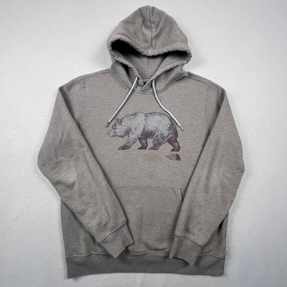 The North Face Hoodie Mens Large Brown Bear Graphic Pullover Fleece Outdoor Gorp